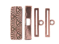 Wickes Large Box Cap Stitch End Cap for Size 8 Seed Beads, Antique Copper Plated, 26mm (Qty: 1)